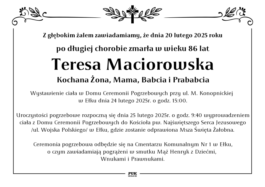 Teresa Maciorowska - nekrolog